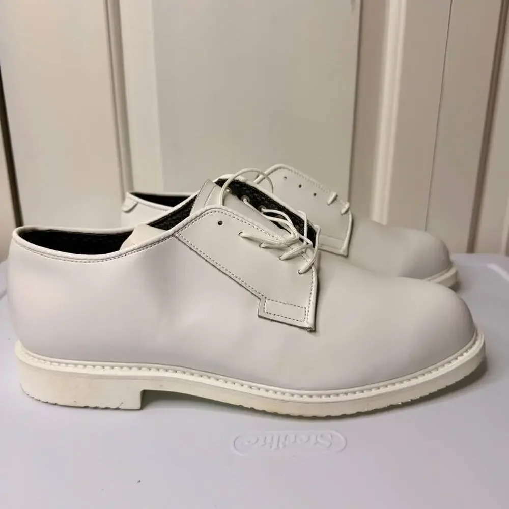 Bates White Leather Uniform Shoes Men's Size 10.5 3E Wide Like New w/ Box